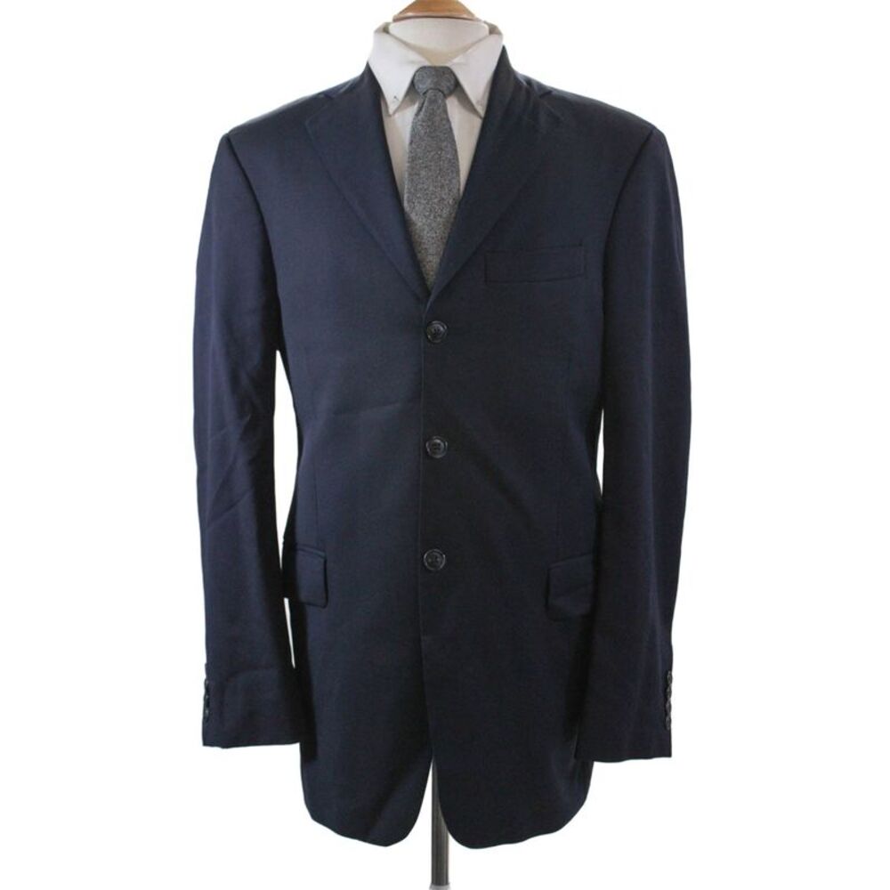 Trabaldo Togna Men's Long Sleeves Lined Button Up Jacket Blazer Blue Size 42